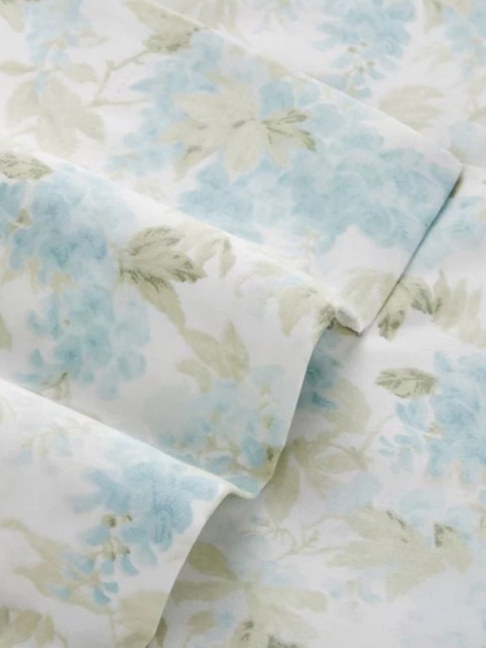 Laura Ashley KING ~ Blue Green Floral ~ 300TC SOFT Cotton Sateen 4Pc. Sheet Set - Picture 6 of 9